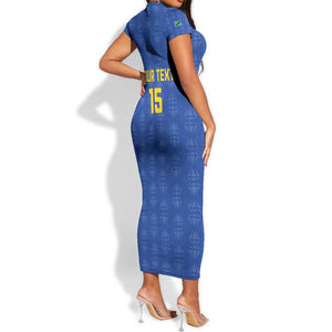 Custom Tanzania Football Short Sleeve Bodycon Dress Taifa Stars Go Champions LT15