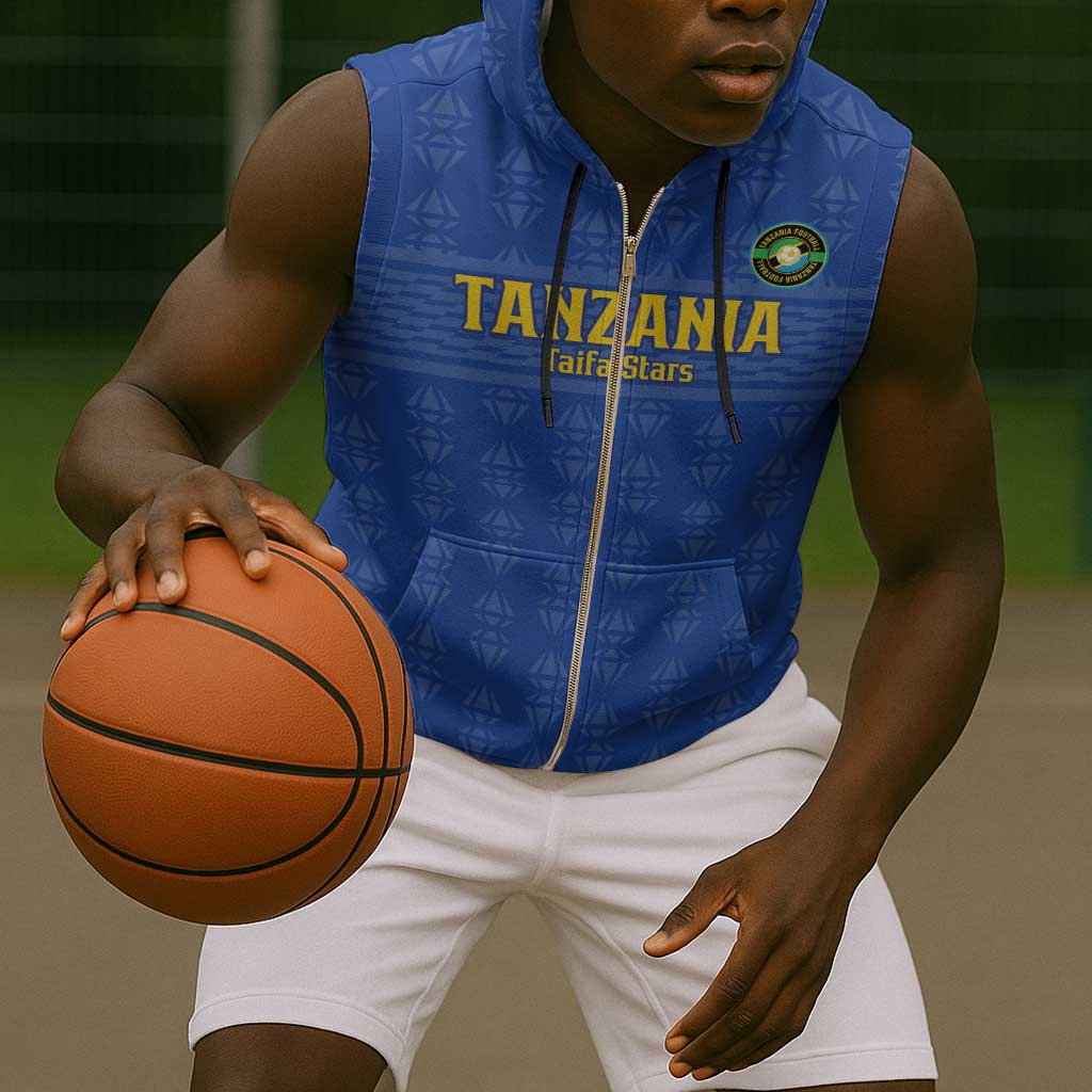 Custom Tanzania Football Sleeveless Zip Hoodie Taifa Stars Go Champions - African Pride