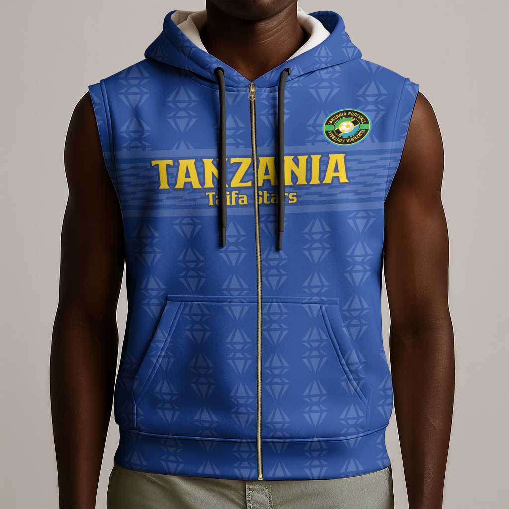 Custom Tanzania Football Sleeveless Zip Hoodie Taifa Stars Go Champions - African Pride
