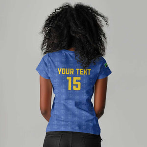 Custom Tanzania Football Women V-Neck T-Shirt Taifa Stars Go Champions