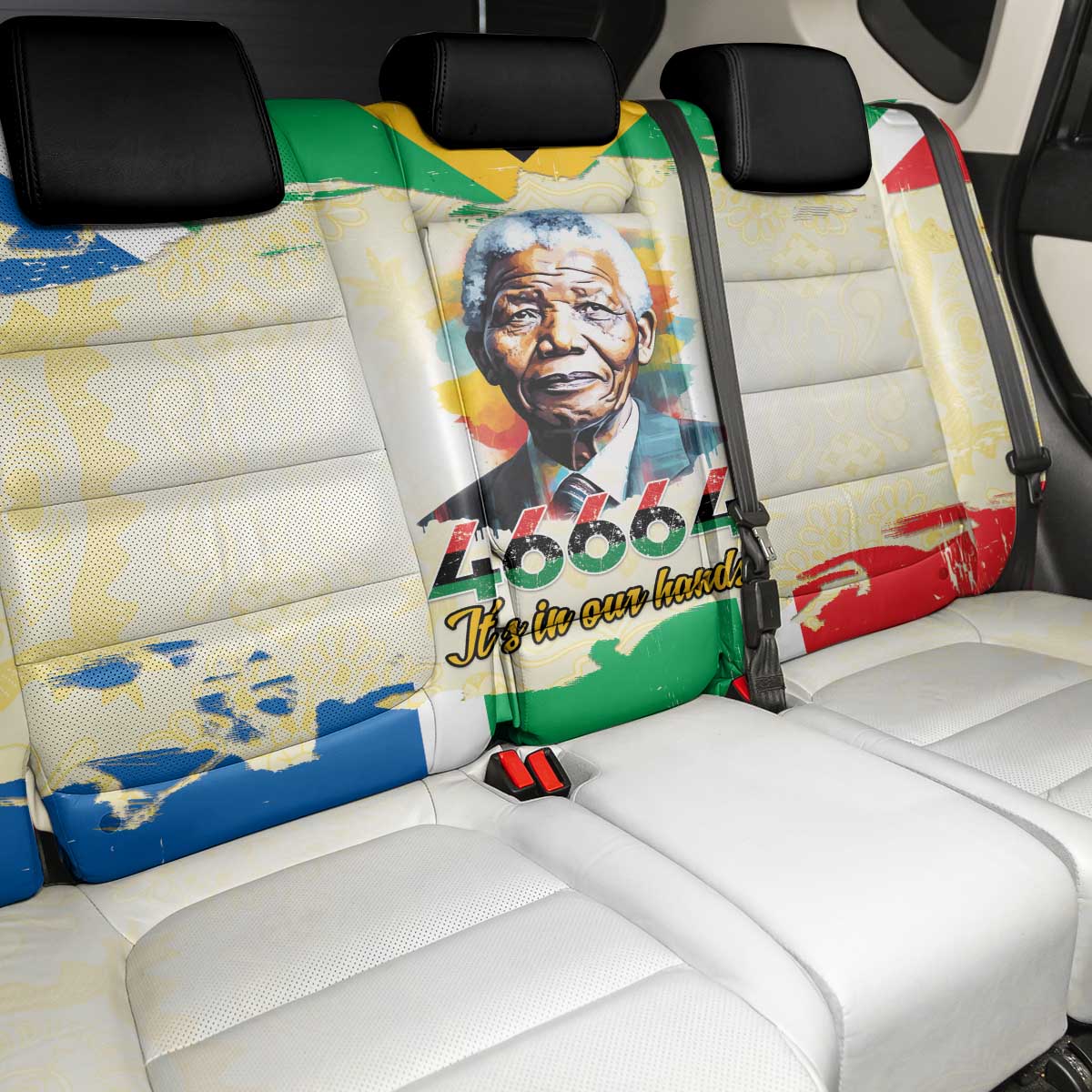 Nelson Mandela International Day 46664 Back Car Seat Cover Its In Our Hands - Batik Pattern - African Pride