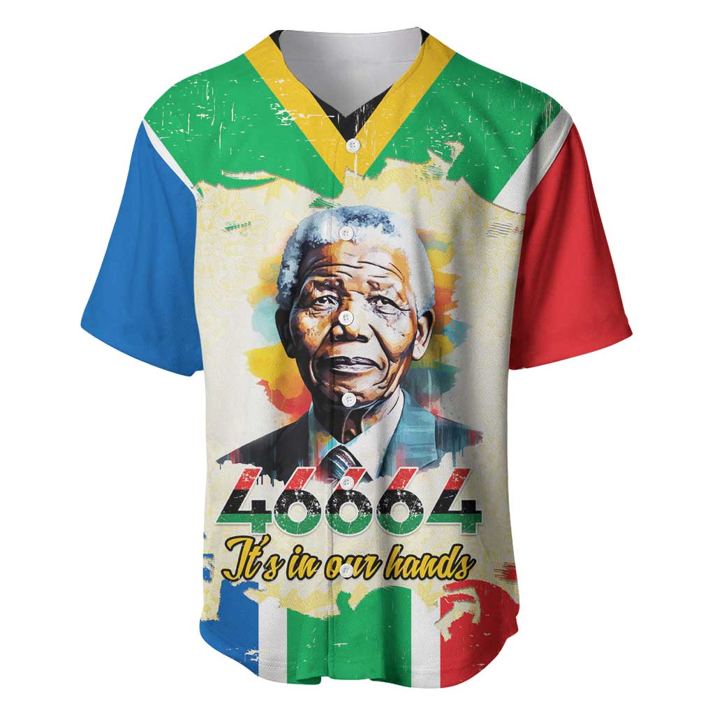 Nelson Mandela International Day 46664 Baseball Jersey Its In Our Hands - Batik Pattern - African Pride