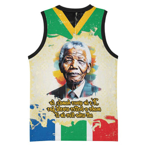 Nelson Mandela International Day 46664 Basketball Jersey Its In Our Hands - Batik Pattern - African Pride