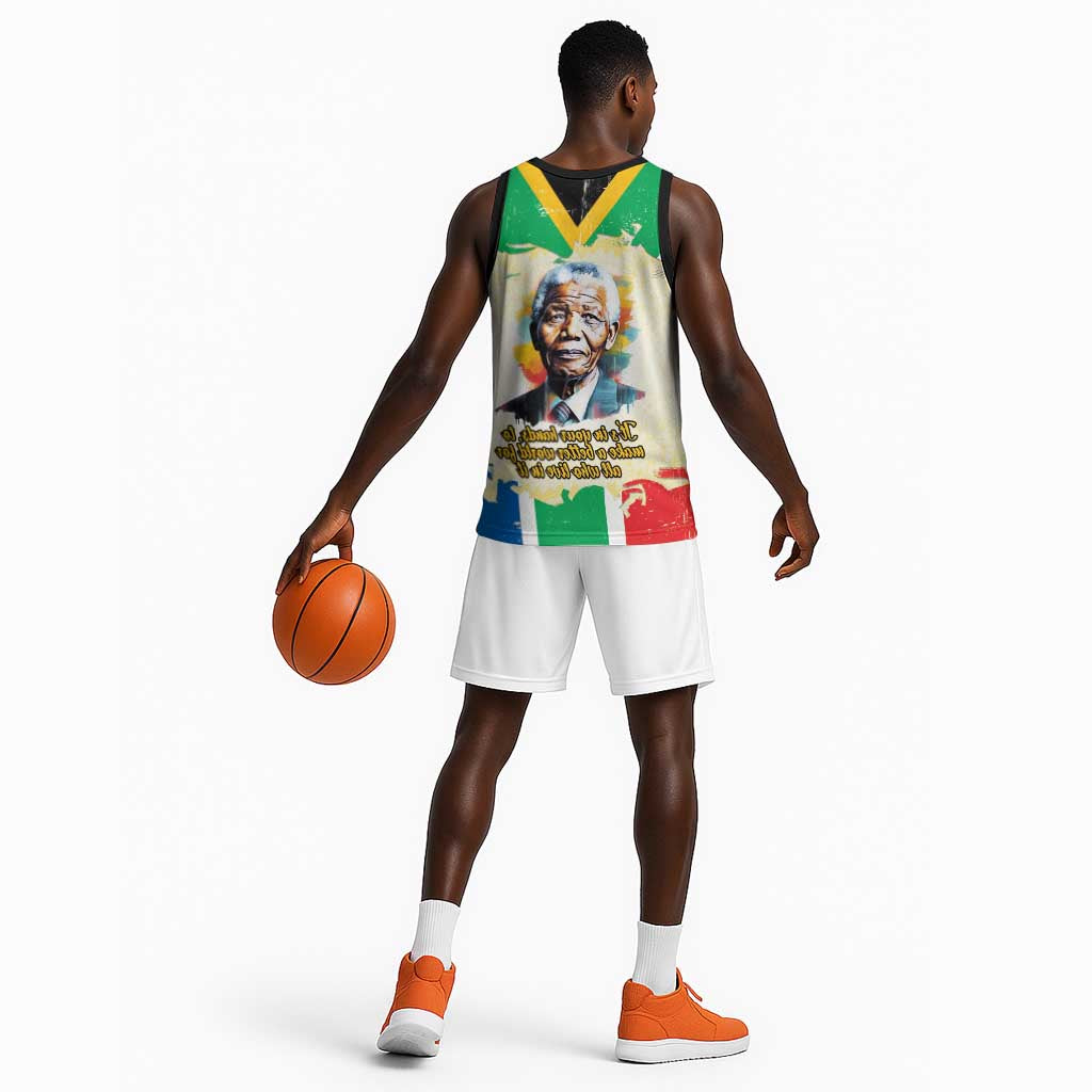Nelson Mandela International Day 46664 Basketball Jersey Its In Our Hands - Batik Pattern - African Pride