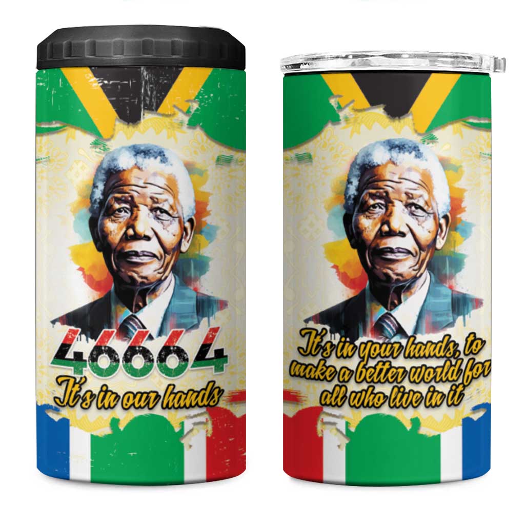 Nelson Mandela International Day 46664 4 in 1 Can Cooler Tumbler Its In Our Hands - Batik Pattern LT15