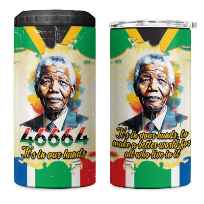 Nelson Mandela International Day 46664 4 in 1 Can Cooler Tumbler Its In Our Hands - Batik Pattern LT15