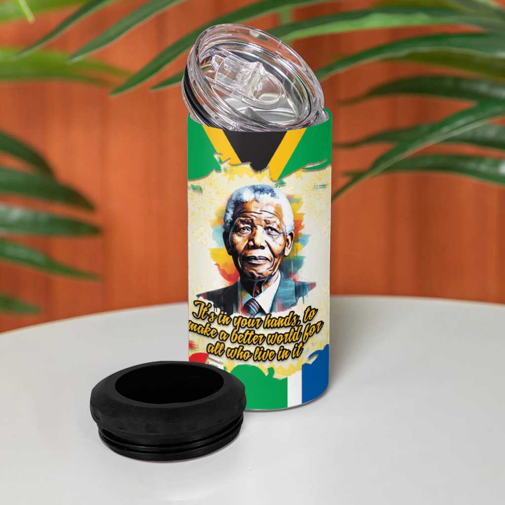 Nelson Mandela International Day 46664 4 in 1 Can Cooler Tumbler Its In Our Hands - Batik Pattern LT15