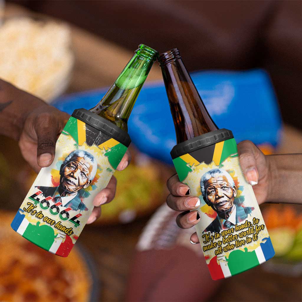 Nelson Mandela International Day 46664 4 in 1 Can Cooler Tumbler Its In Our Hands - Batik Pattern LT15