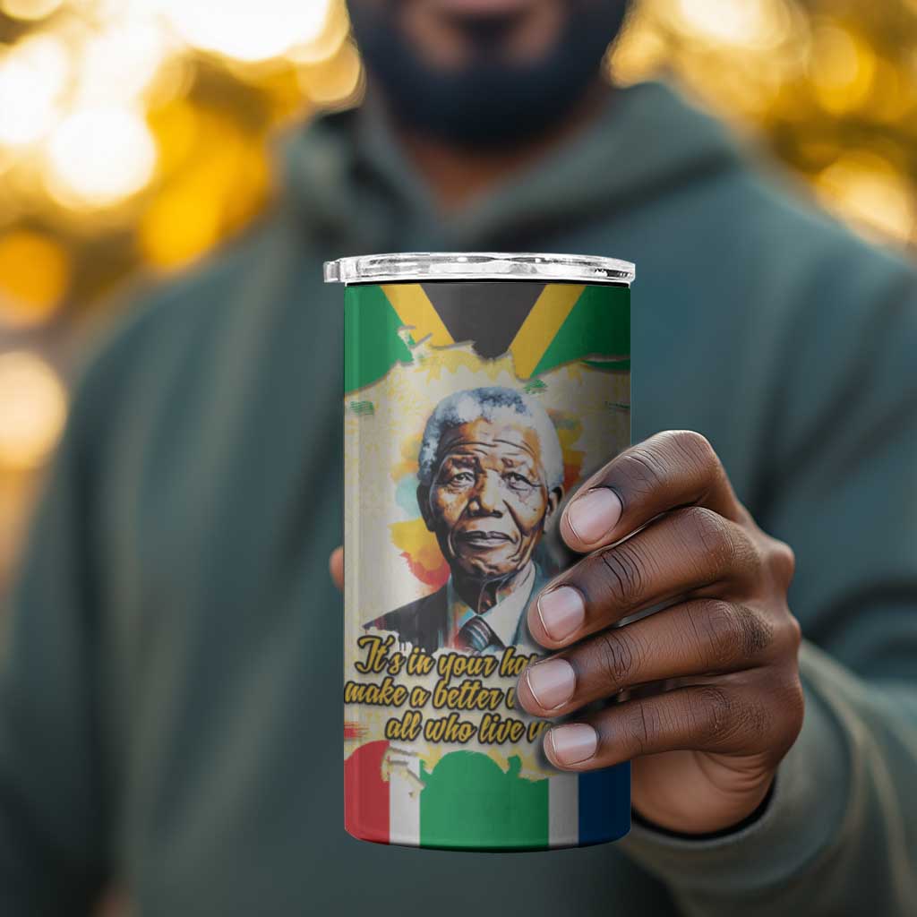 Nelson Mandela International Day 46664 4 in 1 Can Cooler Tumbler Its In Our Hands - Batik Pattern LT15