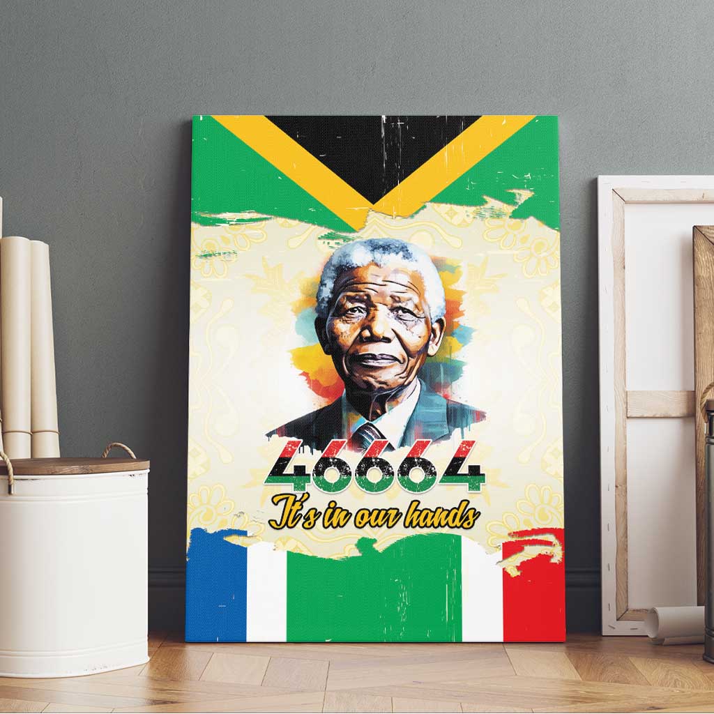 Nelson Mandela International Day 46664 Canvas Wall Art Its In Our Hands - Batik Pattern - African Pride