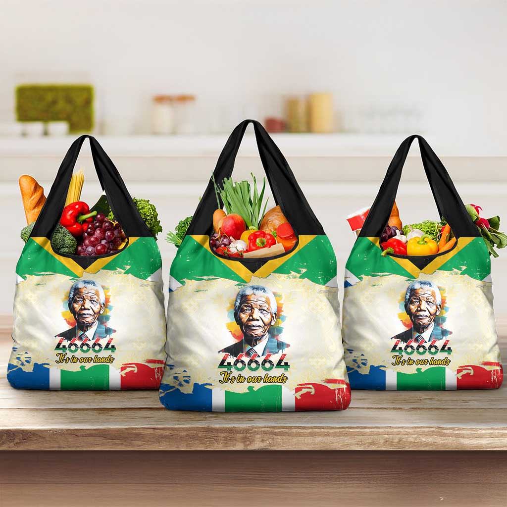 Nelson Mandela International Day 46664 Grocery Bag Its In Our Hands - Batik Pattern - African Pride