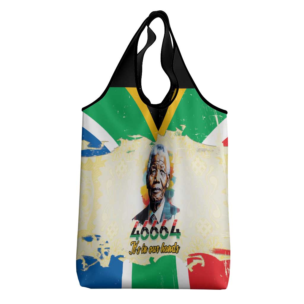 Nelson Mandela International Day 46664 Grocery Bag Its In Our Hands - Batik Pattern - African Pride