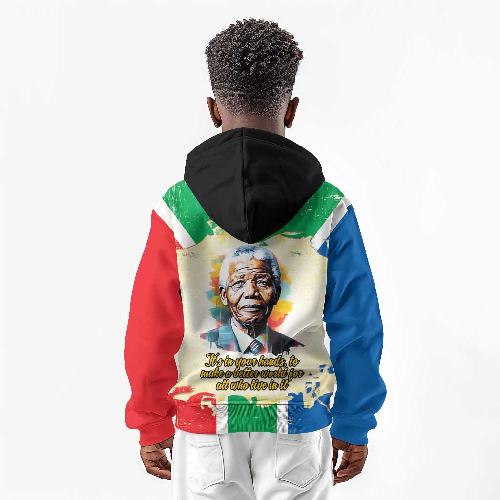 Nelson Mandela International Day 46664 Kid Hoodie Its In Our Hands - Batik Pattern - African Pride