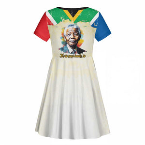 Nelson Mandela International Day 46664 Kid Short Sleeve Dress Its In Our Hands - Batik Pattern - African Pride
