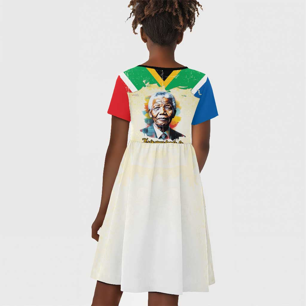 Nelson Mandela International Day 46664 Kid Short Sleeve Dress Its In Our Hands - Batik Pattern - African Pride
