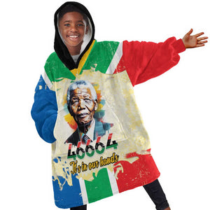 Nelson Mandela International Day 46664 Kid Wearable Blanket Hoodie Its In Our Hands - Batik Pattern - African Pride
