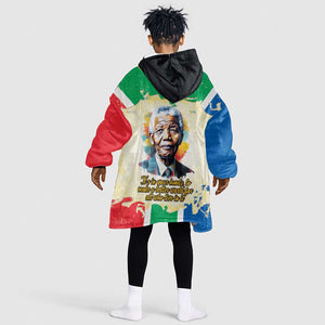 Nelson Mandela International Day 46664 Kid Wearable Blanket Hoodie Its In Our Hands - Batik Pattern - African Pride