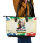 Nelson Mandela International Day 46664 Leather Tote Bag Its In Our Hands - Batik Pattern - African Pride