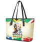 Nelson Mandela International Day 46664 Leather Tote Bag Its In Our Hands - Batik Pattern - African Pride