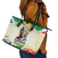 Nelson Mandela International Day 46664 Leather Tote Bag Its In Our Hands - Batik Pattern - African Pride