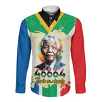 Nelson Mandela International Day 46664 Long Sleeve Button Shirt Its In Our Hands - Batik Pattern - African Pride
