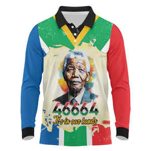 Nelson Mandela International Day 46664 Long Sleeve Polo Shirt Its In Our Hands - Batik Pattern - African Pride
