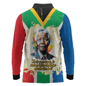 Nelson Mandela International Day 46664 Long Sleeve Polo Shirt Its In Our Hands - Batik Pattern - African Pride