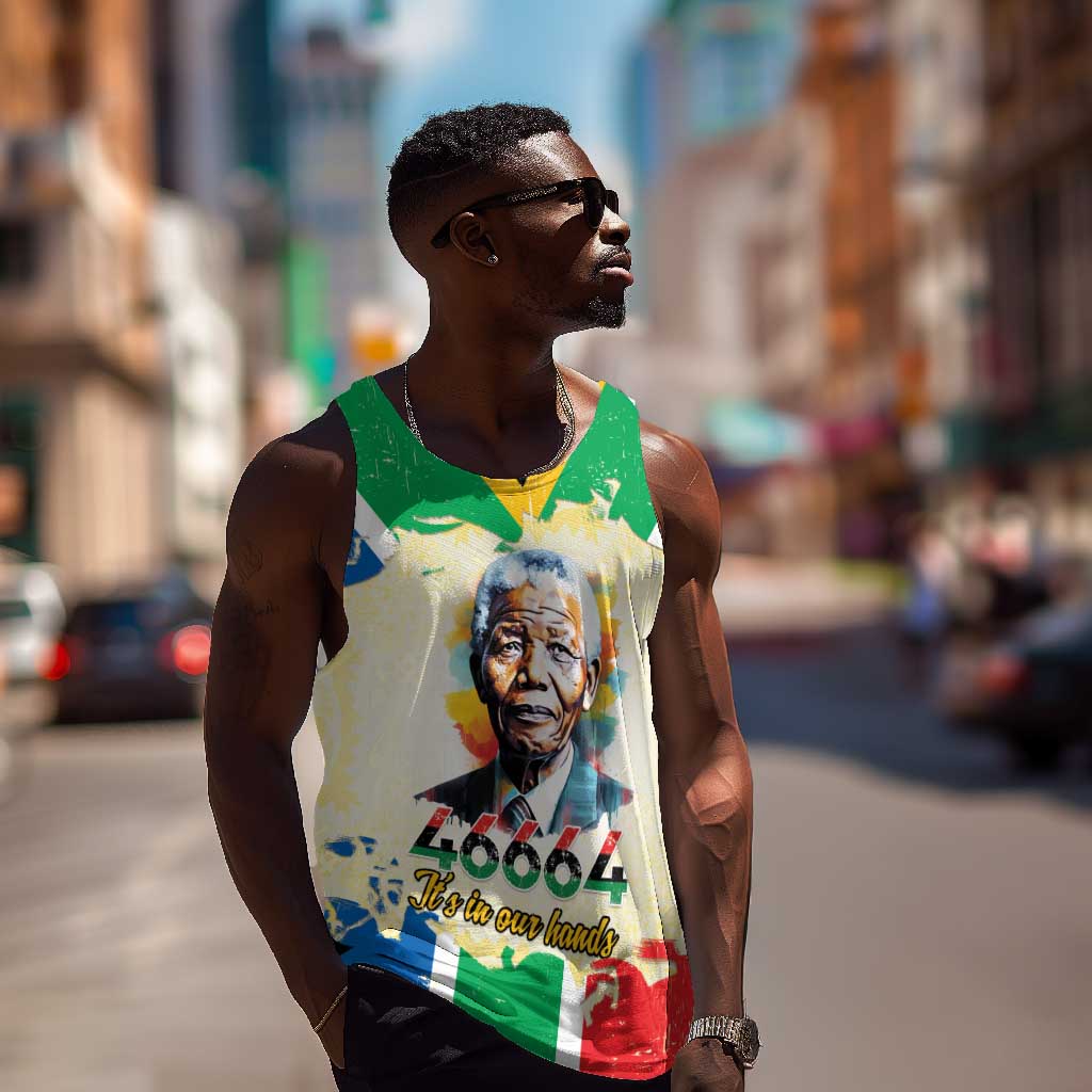 Nelson Mandela International Day 46664 Men Tank Top Its In Our Hands - Batik Pattern - African Pride