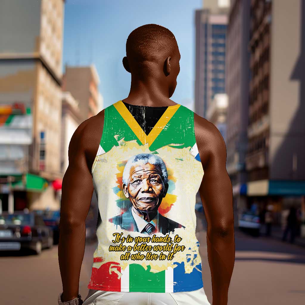 Nelson Mandela International Day 46664 Men Tank Top Its In Our Hands - Batik Pattern - African Pride