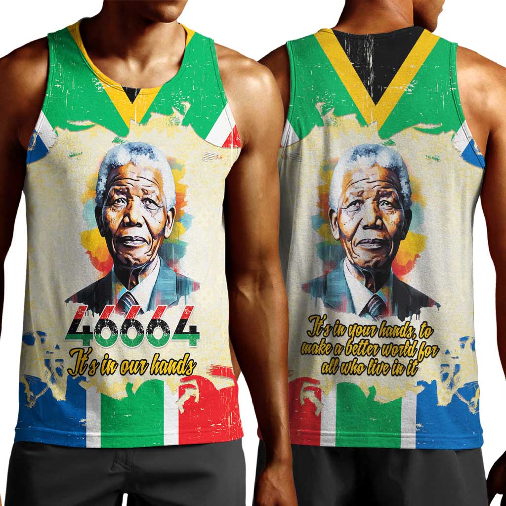 Nelson Mandela International Day 46664 Men Tank Top Its In Our Hands - Batik Pattern - African Pride