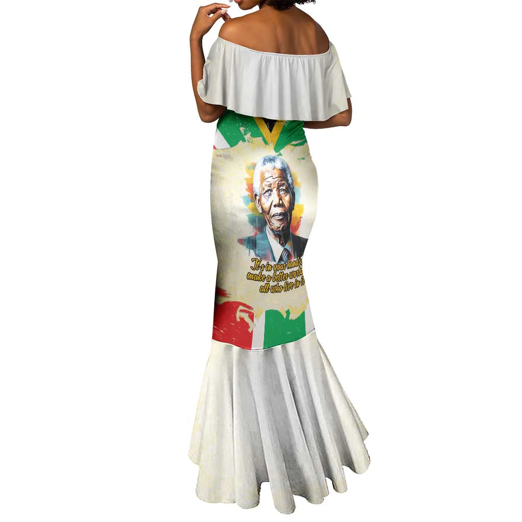 Nelson Mandela International Day 46664 Mermaid Dress Its In Our Hands - Batik Pattern - African Pride
