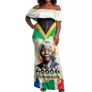Nelson Mandela International Day 46664 Off Shoulder Maxi Dress Its In Our Hands - Batik Pattern - African Pride