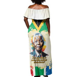 Nelson Mandela International Day 46664 Off Shoulder Maxi Dress Its In Our Hands - Batik Pattern - African Pride
