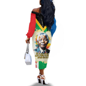 Nelson Mandela International Day 46664 Off The Shoulder Long Sleeve Dress Its In Our Hands - Batik Pattern - African Pride