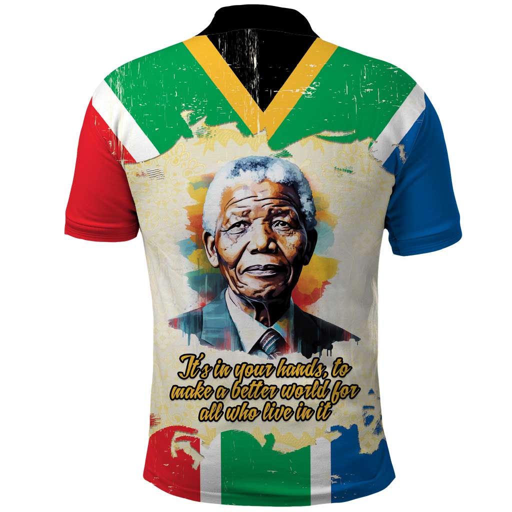 Nelson Mandela International Day 46664 Polo Shirt Its In Our Hands - Batik Pattern - African Pride