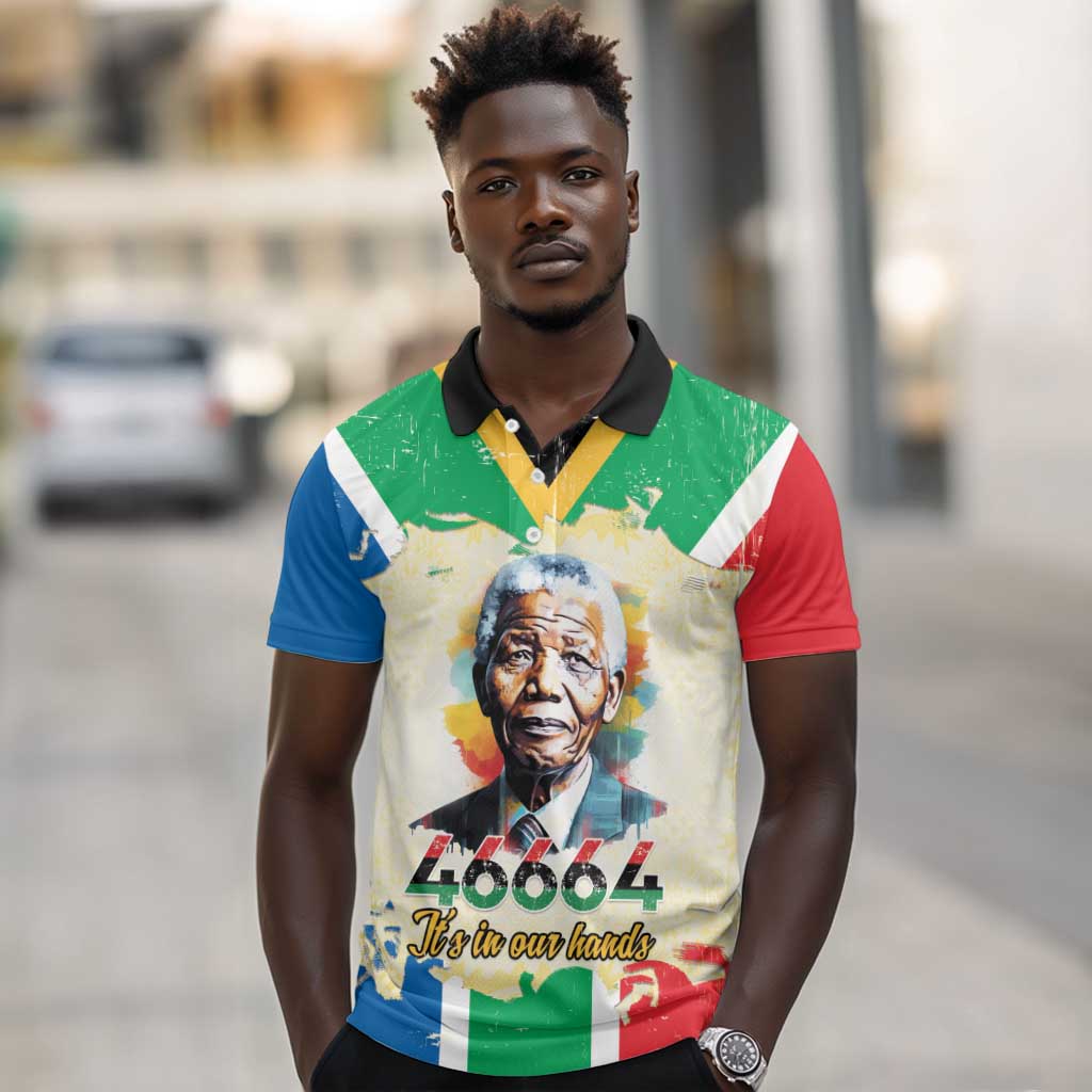 Nelson Mandela International Day 46664 Polo Shirt Its In Our Hands - Batik Pattern - African Pride