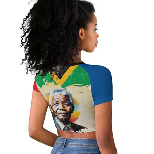 Nelson Mandela International Day 46664 Raglan Cropped T shirt Its In Our Hands - Batik Pattern - African Pride