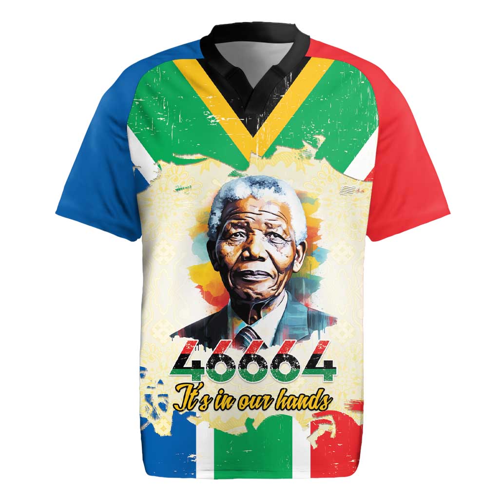 Nelson Mandela International Day 46664 Rugby Jersey Its In Our Hands - Batik Pattern - African Pride