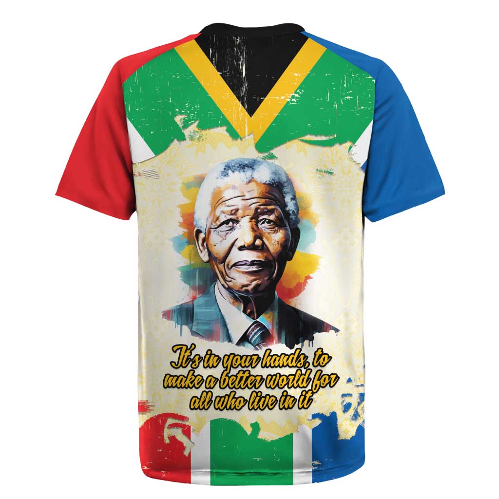 Nelson Mandela International Day 46664 Rugby Jersey Its In Our Hands - Batik Pattern - African Pride