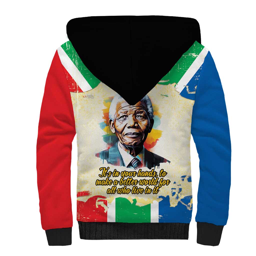 Nelson Mandela International Day 46664 Sherpa Hoodie Its In Our Hands - Batik Pattern - African Pride