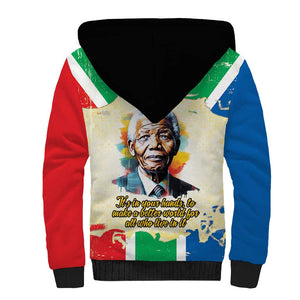 Nelson Mandela International Day 46664 Sherpa Hoodie Its In Our Hands - Batik Pattern - African Pride