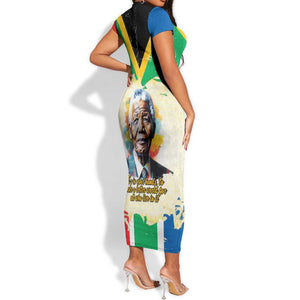 Nelson Mandela International Day 46664 Short Sleeve Bodycon Dress Its In Our Hands - Batik Pattern - African Pride