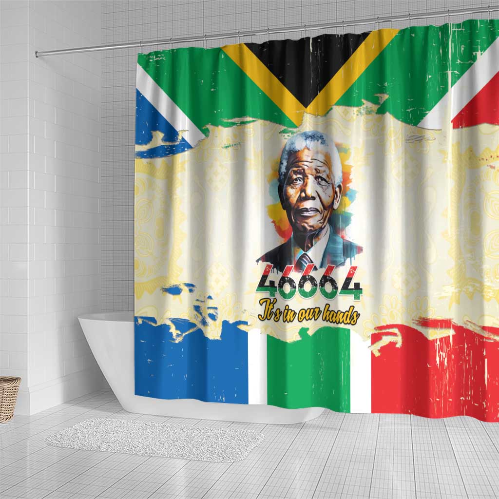 Nelson Mandela International Day 46664 Shower Curtain Its In Our Hands - Batik Pattern - African Pride