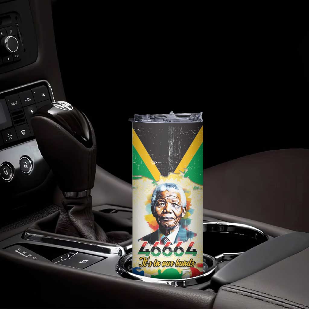 Nelson Mandela International Day 46664 Skinny Tumbler Its In Our Hands - Batik Pattern LT15