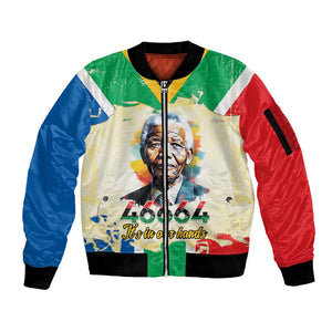 Nelson Mandela International Day 46664 Sleeve Zip Bomber Jacket Its In Our Hands - Batik Pattern - African Pride