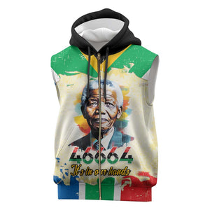 Nelson Mandela International Day 46664 Sleeveless Zip Hoodie Its In Our Hands - Batik Pattern - African Pride