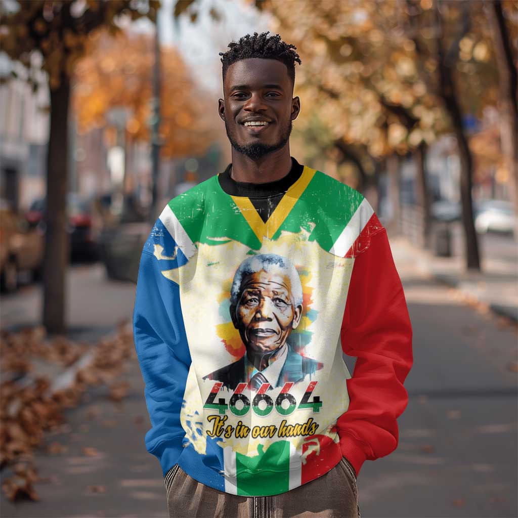 Nelson Mandela International Day 46664 Sweatshirt Its In Our Hands - Batik Pattern - African Pride
