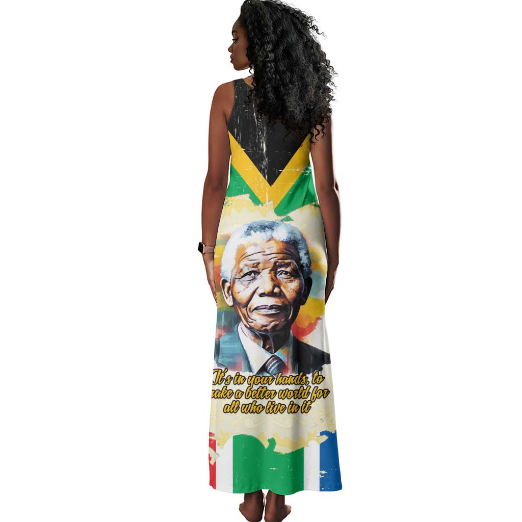 Nelson Mandela International Day 46664 Tank Maxi Dress Its In Our Hands - Batik Pattern - African Pride