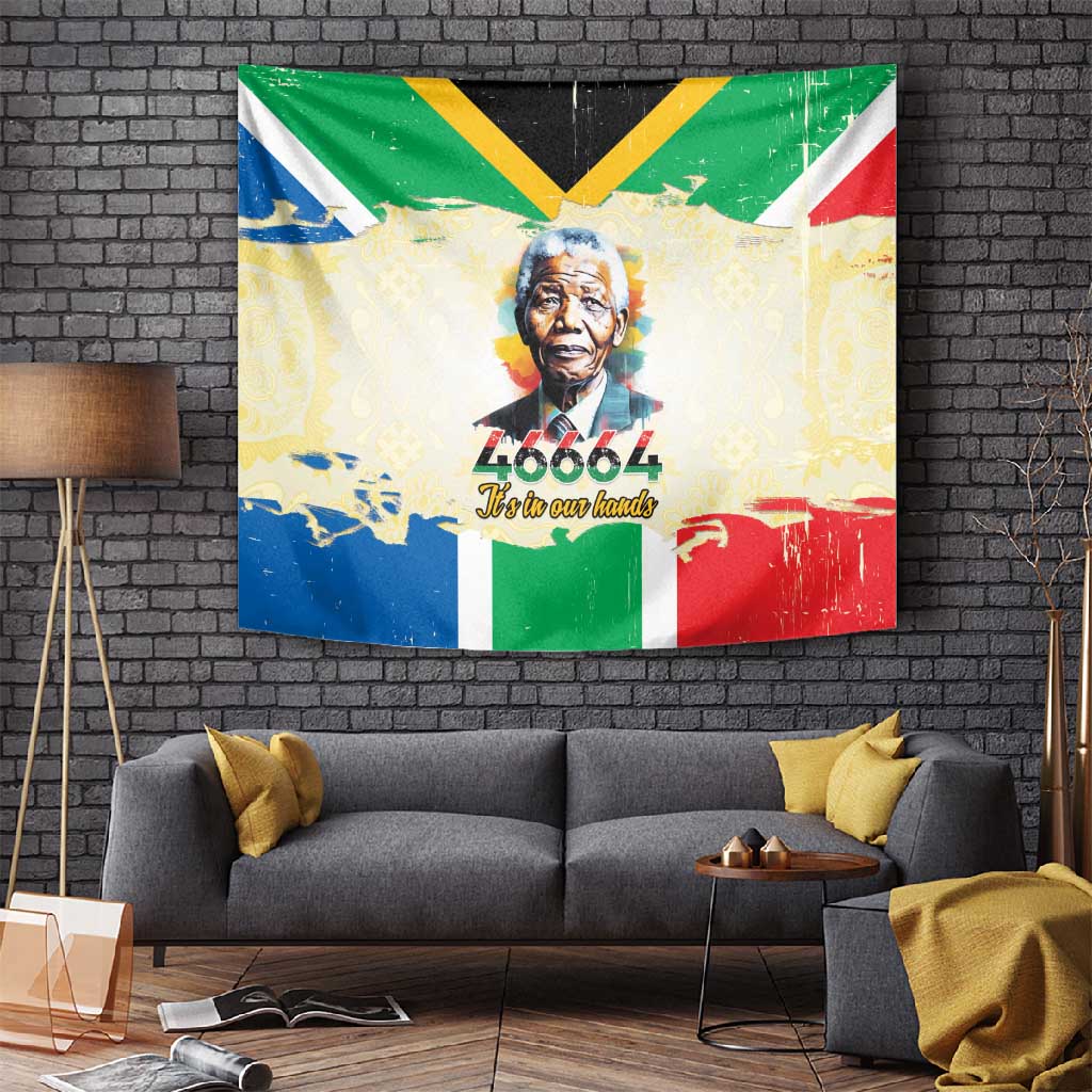 Nelson Mandela International Day 46664 Tapestry Its In Our Hands - Batik Pattern - African Pride