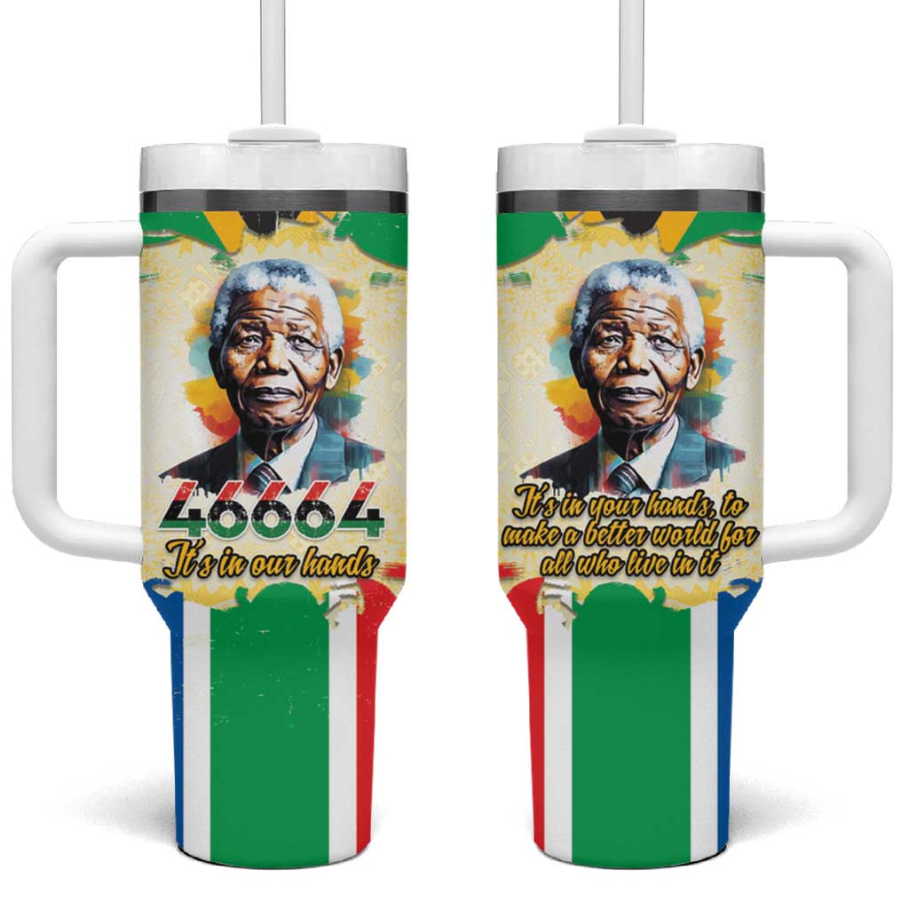 Nelson Mandela International Day 46664 Tumbler With Handle Its In Our Hands - Batik Pattern LT15